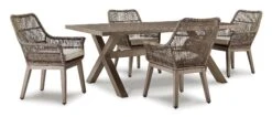 Beach Front Outdoor Trestle Dining Set -Ashley P399 625 601A set 4