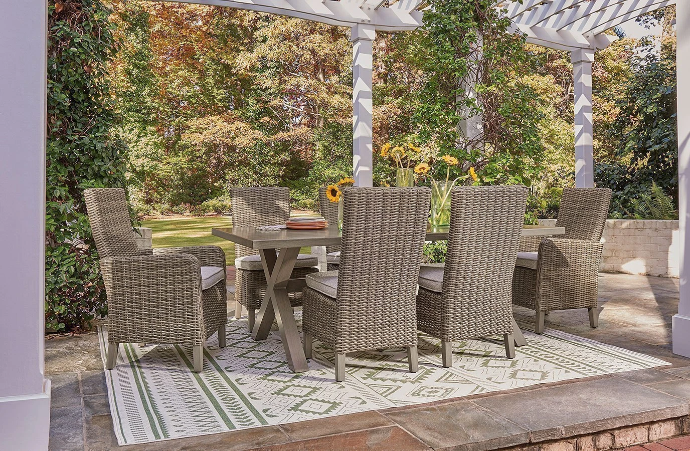 Beach Front Outdoor Trestle Dining Set W/ Beachcroft Chairs 6 Beach Front Outdoor Trestle Dining Set W/ Beachcroft Chairs - Image 6