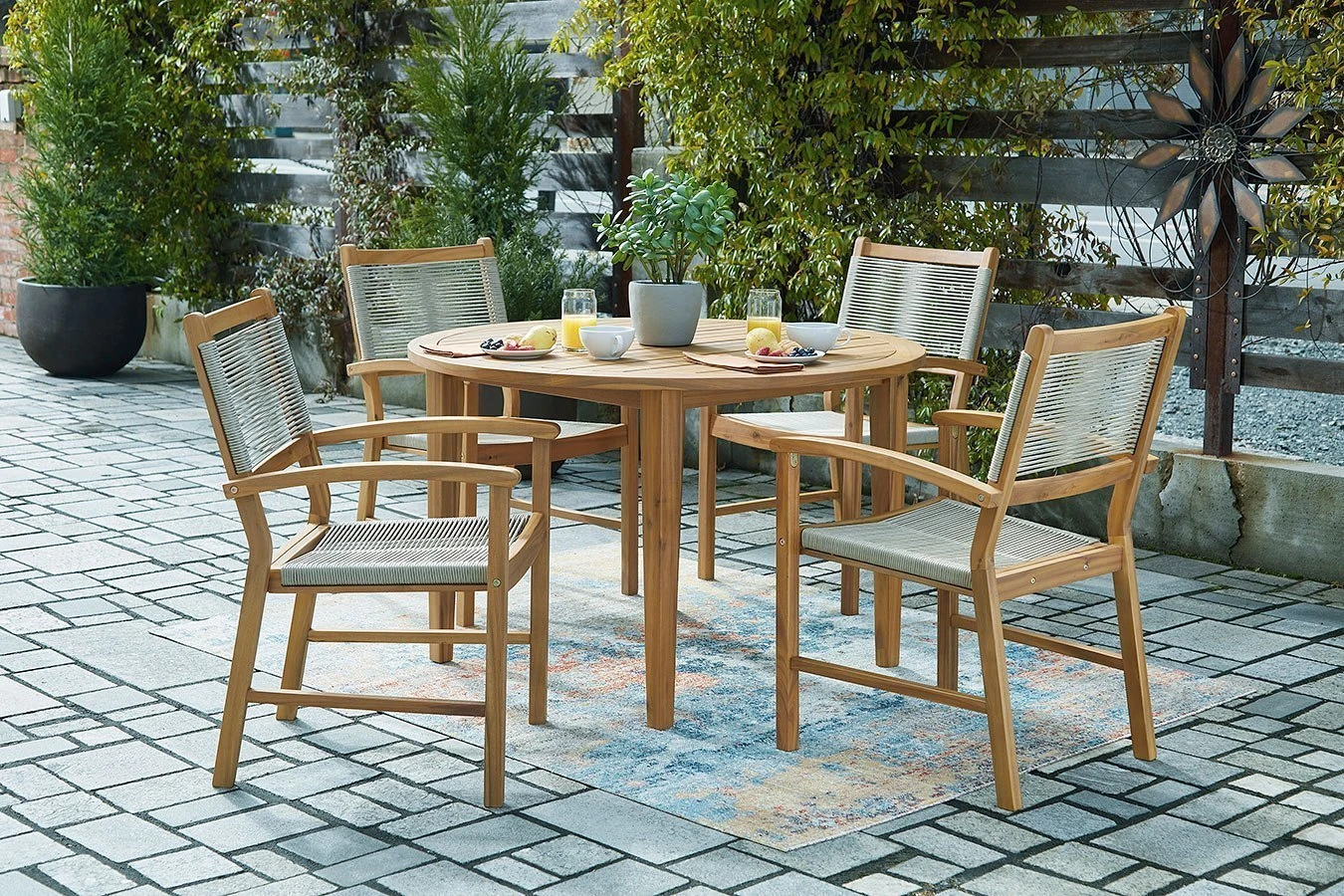 Janiyah Outdoor Round Dining Set 4 Janiyah Outdoor Round Dining Set - Image 4