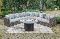 Harbor Court Modular Outdoor Sectional Set W/ Coulee Mills Fire Pit Table 24 Harbor Court Modular Outdoor Sectional Set W/ Coulee Mills Fire Pit Table -Ashley P459 861 P187 776 mod sec set 2