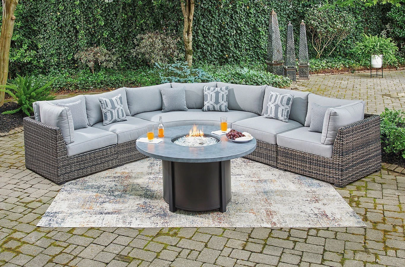 Harbor Court Modular Outdoor Sectional Set W/ Coulee Mills Fire Pit Table 5 Harbor Court Modular Outdoor Sectional Set W/ Coulee Mills Fire Pit Table - Image 5