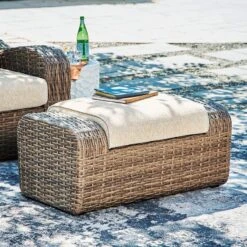Sandy Bloom Outdoor Ottoman