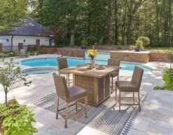 Walton Bridge Outdoor Fire Pit Bar Table Set -Ashley P749 665 130 set 2