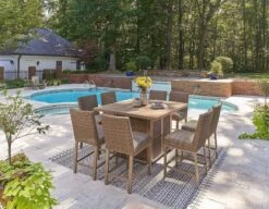 Walton Bridge Outdoor Fire Pit Bar Table Set -Ashley P749 665 130 set 5