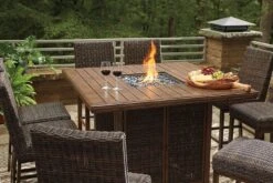 Paradise Trail Outdoor Fire Pit Bar Table Set -Ashley P750 665 130 set 8