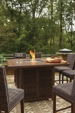 Paradise Trail Outdoor Fire Pit Bar Table Set -Ashley P750 665 130 set 9
