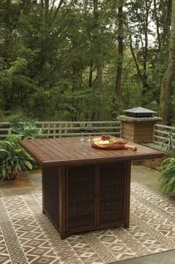 Paradise Trail Outdoor Fire Pit Bar Table