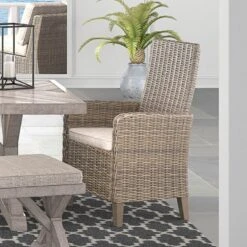 Beach Front Outdoor Dining Set W/ Beachcroft Chairs And Bench