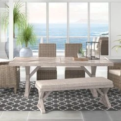 Beachcroft Outdoor Dining Table W/ Umbrella Option