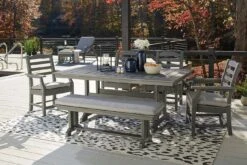 Visola Outdoor Dining Set W/ Bench -Ashley P802 625 601A 600 set 2
