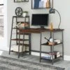 Soho Home Office Desk And Shelf (Warm Brown And Gunmetal)
